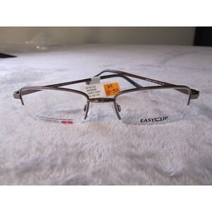 EasyClip M S3122 Mens Grey Semi Rimless Rectangle Eyeglasses 52-19-140 NEW